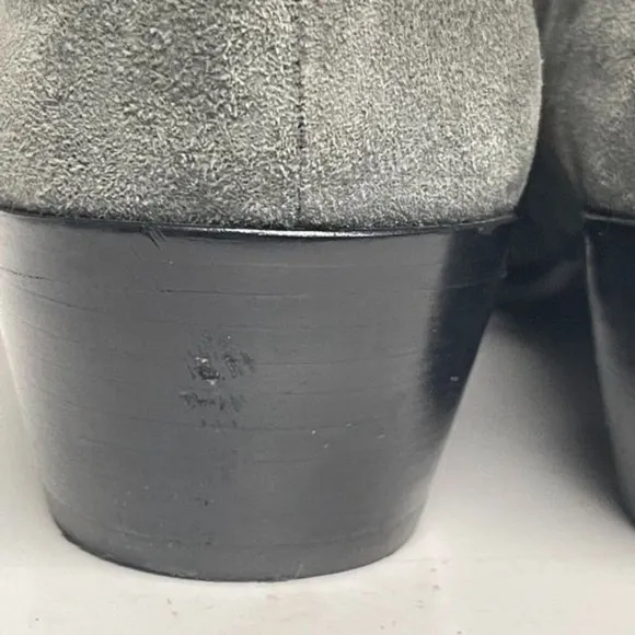 Sam Edelman Petty Suede Ankle Boots Gray Side Zip Low Heel Booties Women's 9.5