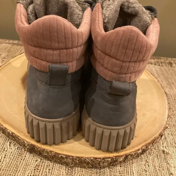 Sam Edelman Reve Fay Leather Fur Bootie Boots Shoes in Grey &amp; Blush Size 8.5
