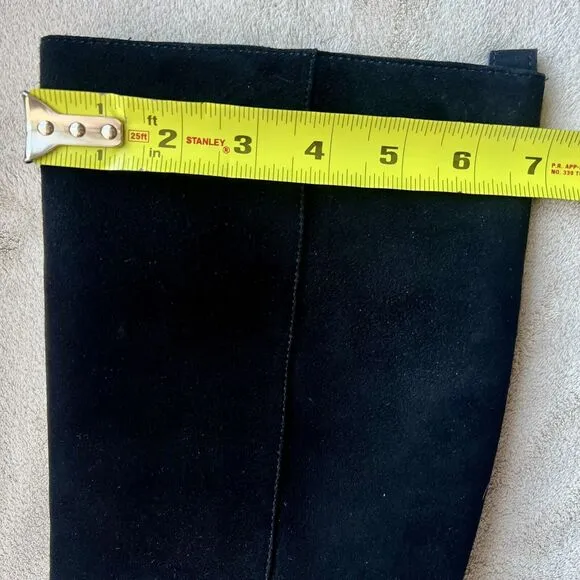 Sam Edelman Thora Black Suede Knee High Block Heel Boots Half Side Zip Women 6.5