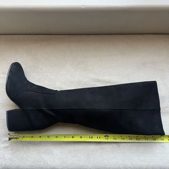 Sam Edelman Thora Black Suede Knee High Block Heel Boots Half Side Zip Women 6.5