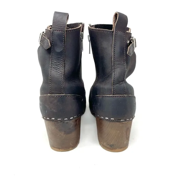 Sandgrens Manhattan Clog Boots in Dark Brown Leather Size 40 (fits 39)