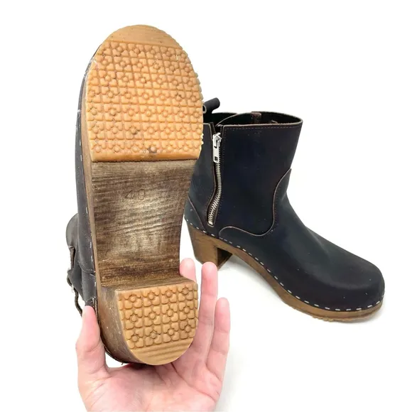 Sandgrens Manhattan Clog Boots in Dark Brown Leather Size 40 (fits 39)