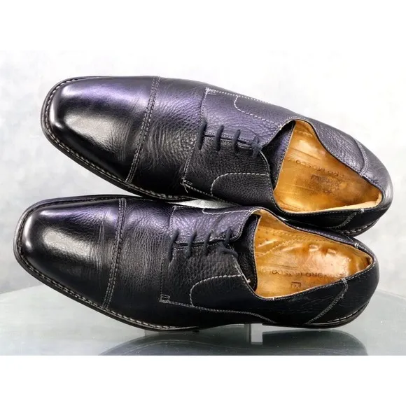 Sandro Moscoloni $130 Men's Comfort Cap Toe Dress Shoes Size 12 D Leather Black