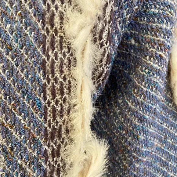 Sani Rubenstein vintage blue silk sweater cardigan   fur Made in England 1970’s