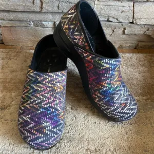 Sanita Raffia Clogs Slip On Multicolor Colorful Platform Heel Nursing Comfort 39