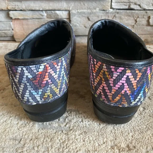 Sanita Raffia Clogs Slip On Multicolor Colorful Platform Heel Nursing Comfort 39