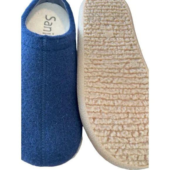Sanita Women’s Wool Felt Clog Slippers, Navy Blue, Size 7 Womens Shoes