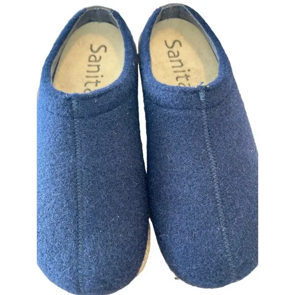 Sanita Women’s Wool Felt Clog Slippers, Navy Blue, Size 7 Womens Shoes