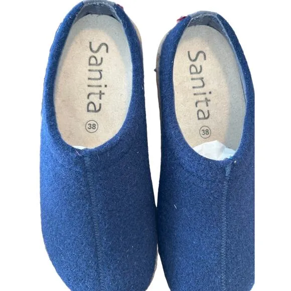Sanita Women’s Wool Felt Clog Slippers, Navy Blue, Size 7 Womens Shoes