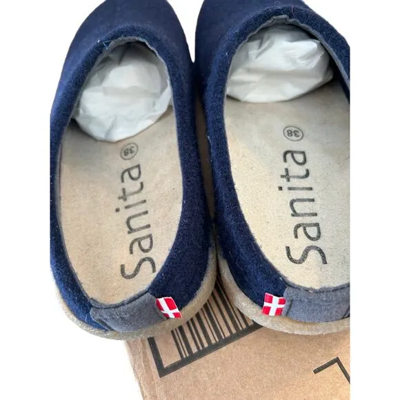 Sanita Women’s Wool Felt Clog Slippers, Navy Blue, Size 7 Womens Shoes