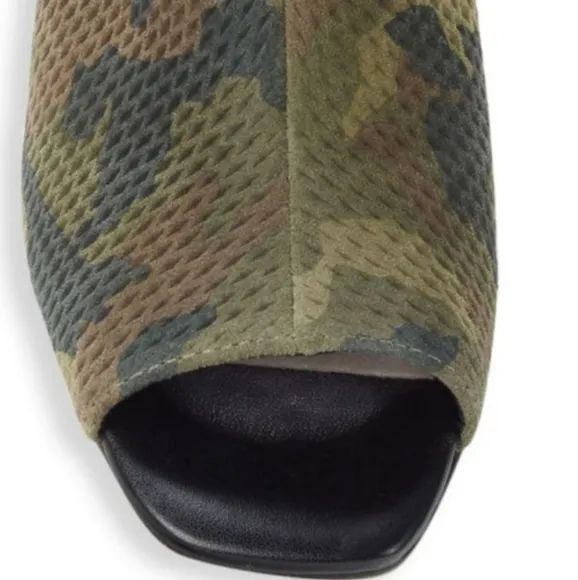 Santuary ​Open-Toe Faux Suede Green Camo Print Ankle Boots