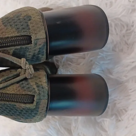 Santuary ​Open-Toe Faux Suede Green Camo Print Ankle Boots