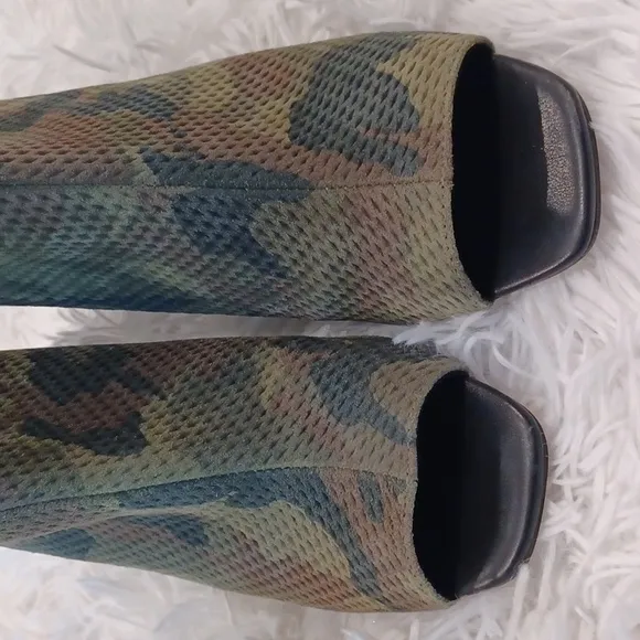 Santuary ​Open-Toe Faux Suede Green Camo Print Ankle Boots