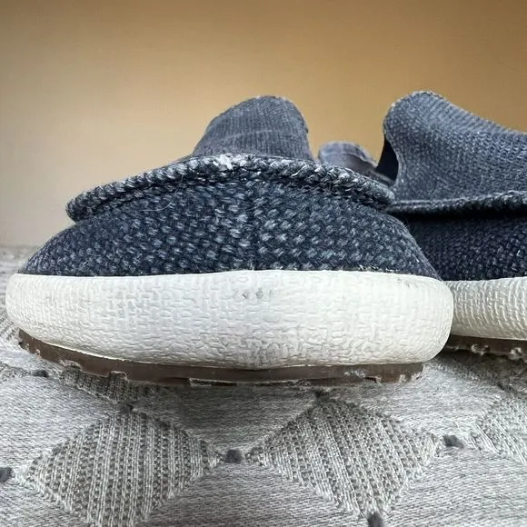 Sanuk Navy Blue Gray Fabric Slip On Casual Loafer Shoes Surfer Beach Men’s 14