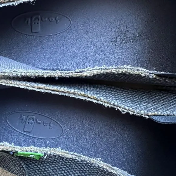 Sanuk Navy Blue Gray Fabric Slip On Casual Loafer Shoes Surfer Beach Men’s 14