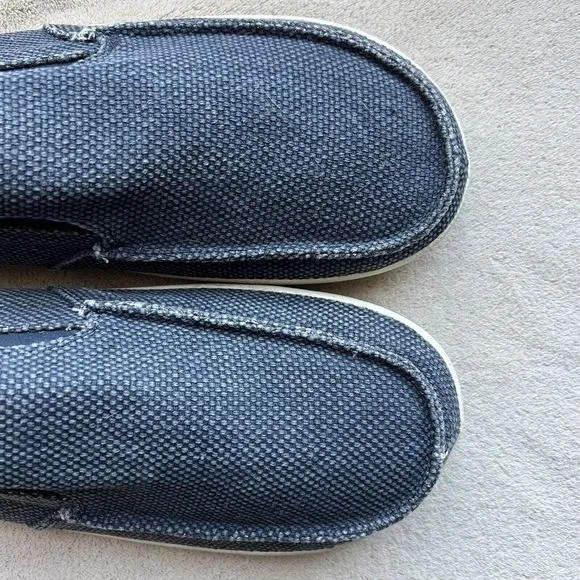 Sanuk Navy Blue Gray Fabric Slip On Casual Loafer Shoes Surfer Beach Men’s 14