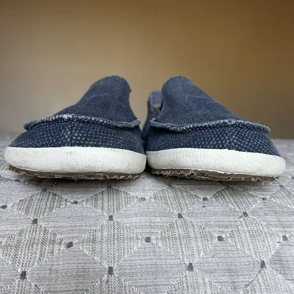 Sanuk Navy Blue Gray Fabric Slip On Casual Loafer Shoes Surfer Beach Men’s 14