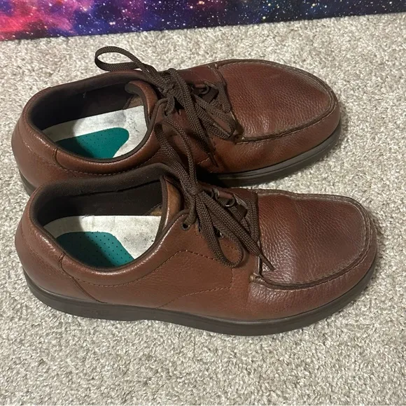 SAS 'Bout Time' Mens Brown Leather Lace-Up Comfort Shoes Sz 12 WW Tripad Walking