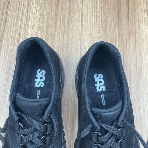 SAS Free Rein Everyday Sneaker Walking Shoes Size 7 Wide Black Onyx Leather
