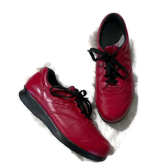 SAS Free Time Red Leather Walking Shoes
