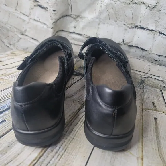 SAS Shoes Ladies 10.5 M Step Out Mary Jane Walking Black Sparkle Hook &amp; Loop