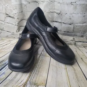 SAS Shoes Ladies 10.5 M Step Out Mary Jane Walking Black Sparkle Hook &amp; Loop