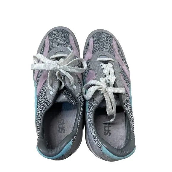 SAS Tour Mesh Lux Cinder Gray Pink Suede Walking Shoes Tripad Comfort Women 8.5
