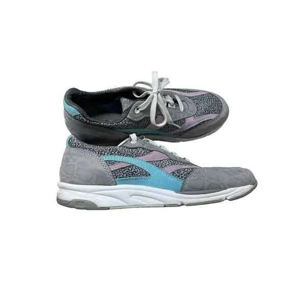 SAS Tour Mesh Lux Cinder Gray Pink Suede Walking Shoes Tripad Comfort Women 8.5