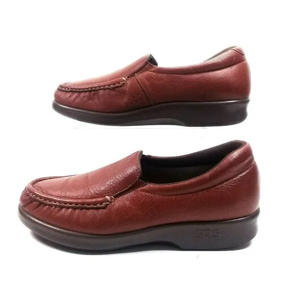 SAS Women Weave Slip-on Leather Chestnut USA Shoes