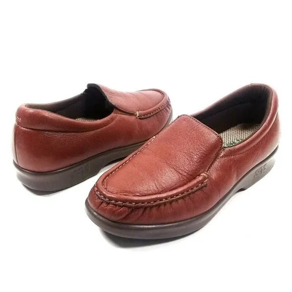 SAS Women Weave Slip-on Leather Chestnut USA Shoes