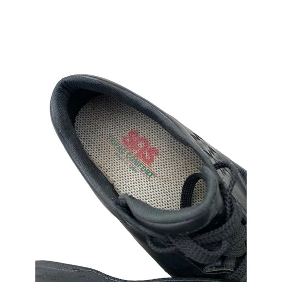 SAS Womens Free Time Black Leather Comfort Walking Shoes Size 8M