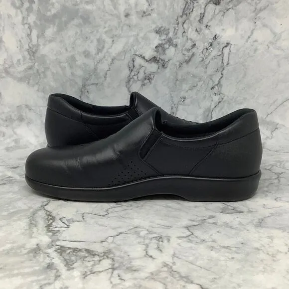 SAS Womens Sz 8W Black Leather Viva Slip On Loafers Shoes Tripad Comfort S2-4
