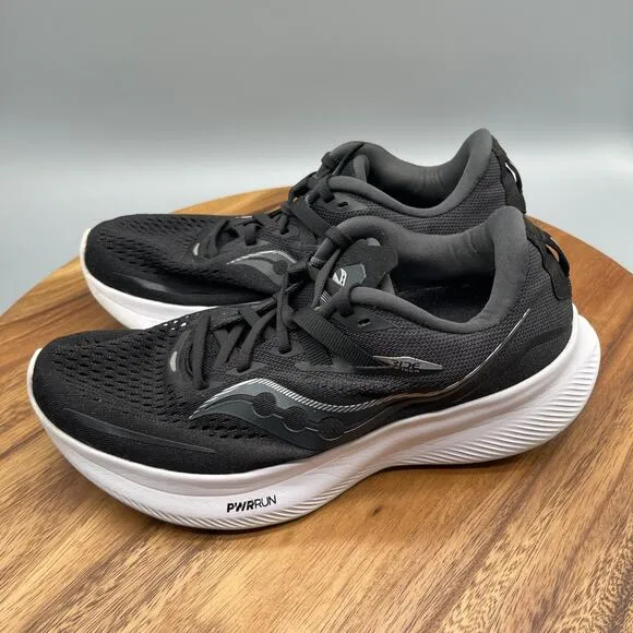 Saucony Ride 15 Shoes Mens Size 7.5 W Black/White Running Comfort Walking Gym