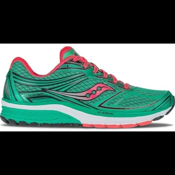 Saucony GUIDE 9 Green, Coral and White Running shoes