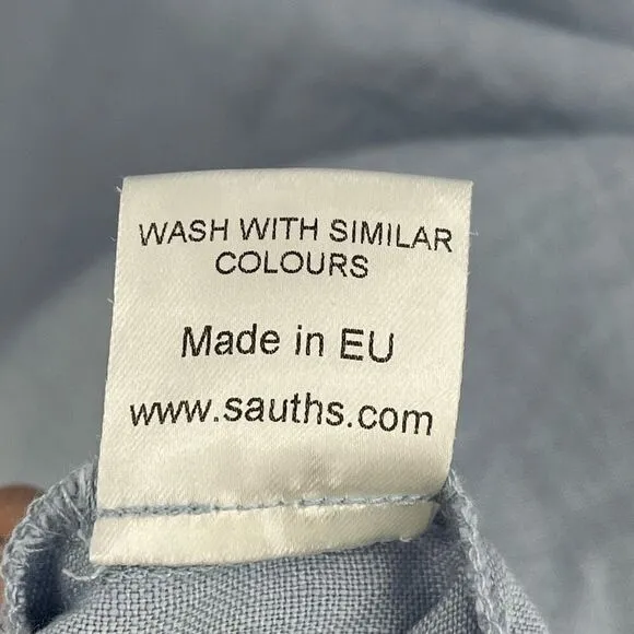 Sauths Light Blue Linen Kyoto Midi Dress Women 2XL Lagenlook Relaxed Oversized