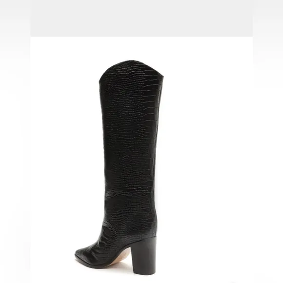 Schutz Maryana Block Boot Black Size 7.5 New! Crocodile Skin High Boots