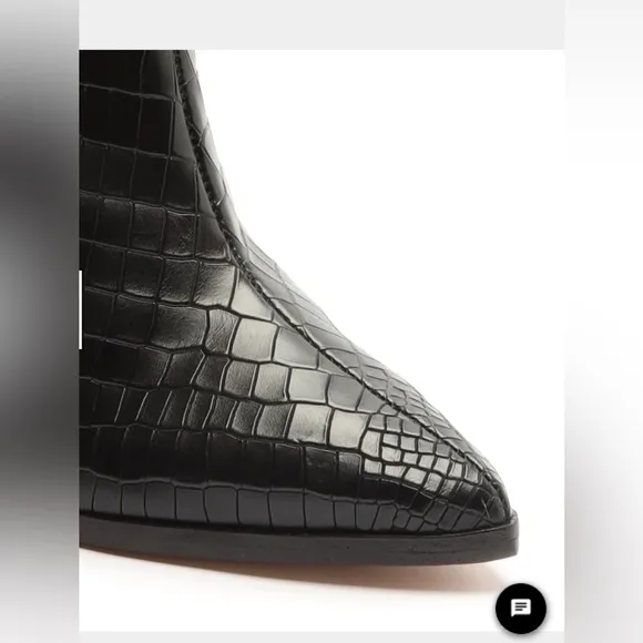 Schutz Maryana Block Boot Black Size 7.5 New! Crocodile Skin High Boots