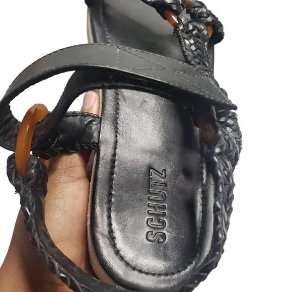 Schutz Jennie Woven Leather Sport Sandals Size 8.5