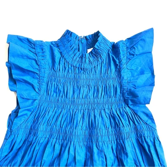 Sea Steph Bright Blue Cotton Flutter Sleeve Tunic Dress