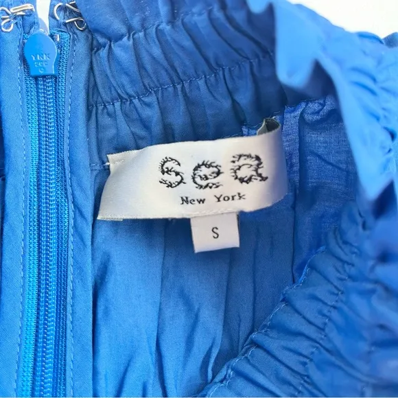 Sea Steph Bright Blue Cotton Flutter Sleeve Tunic Dress