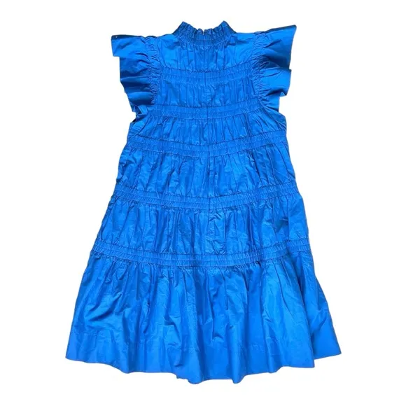 Sea Steph Bright Blue Cotton Flutter Sleeve Tunic Dress