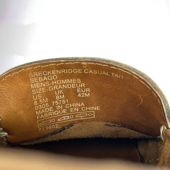 SEBAGO Breckenridge Slip On Loafers Leather Brown Comfort Boat Mens US 8.5 Shoes