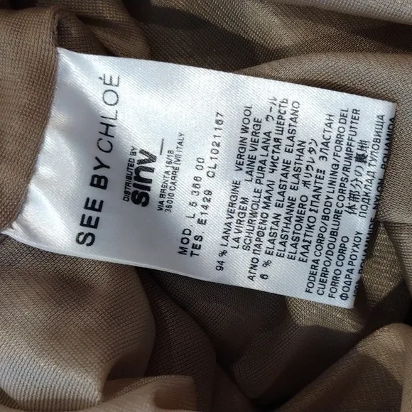SEE by Chloe women's light brown/tan ruched dress. EUC. Size 10.