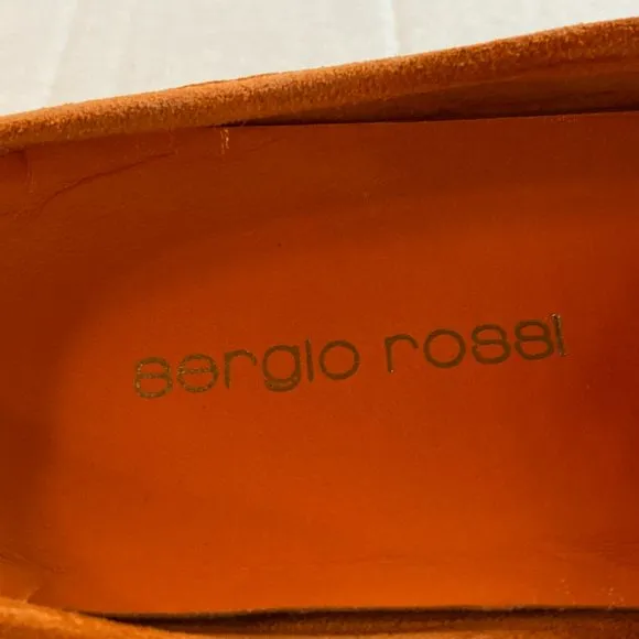 Sergio Rossi Orange Suede Slides Shoes - Size 38.5 (US8)