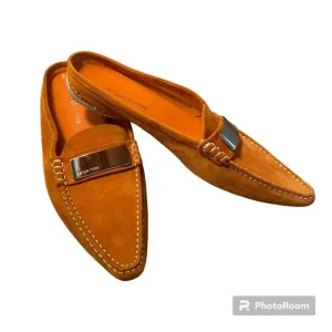 Sergio Rossi Orange Suede Slides Shoes - Size 38.5 (US8)
