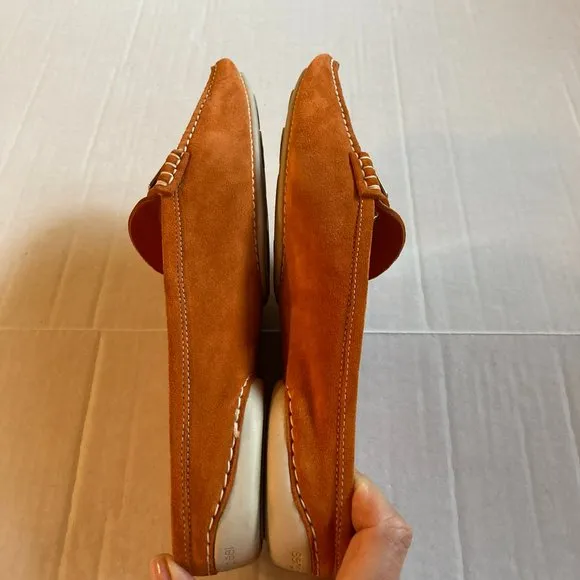 Sergio Rossi Orange Suede Slides Shoes - Size 38.5 (US8)