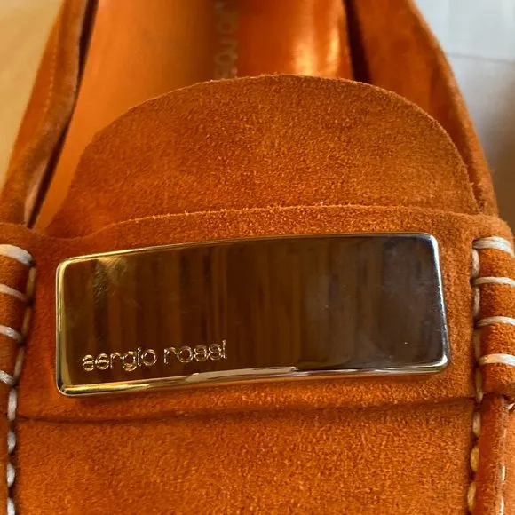 Sergio Rossi Orange Suede Slides Shoes - Size 38.5 (US8)