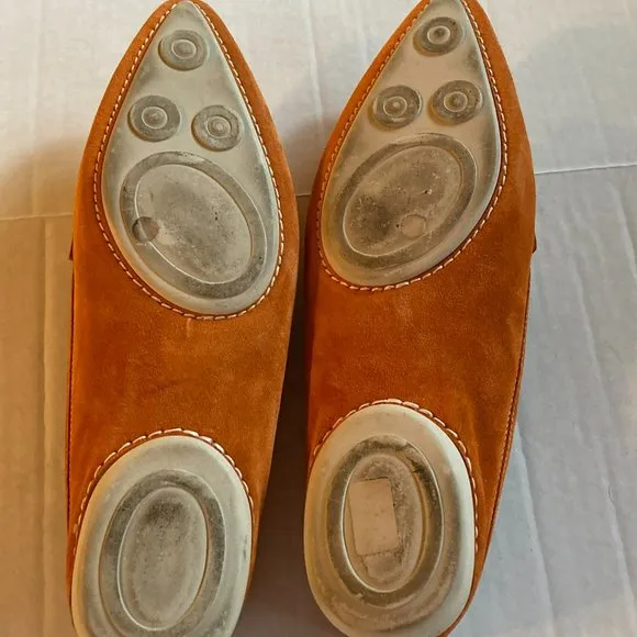 Sergio Rossi Orange Suede Slides Shoes - Size 38.5 (US8)