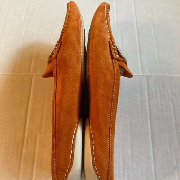 Sergio Rossi Orange Suede Slides Shoes - Size 38.5 (US8)