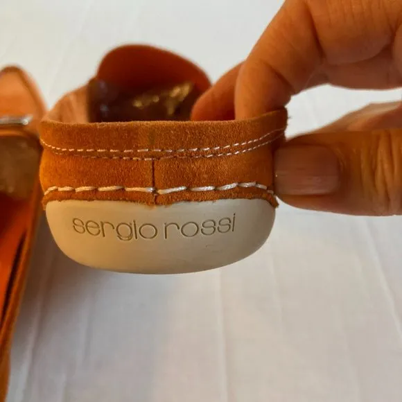 Sergio Rossi Orange Suede Slides Shoes - Size 38.5 (US8)